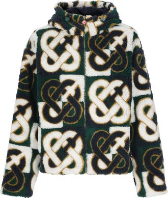 Casablanca Green Monogram Fleece Zip Jacket