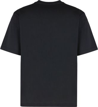 Palm Angels Mens Crewneck Cotton T-Shirt Black T-Shirts And Polos
