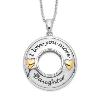 Diamond2Deal Sterling Silver Gold-plated Antique Cubic Zirconia I Love You More Daughter Necklace