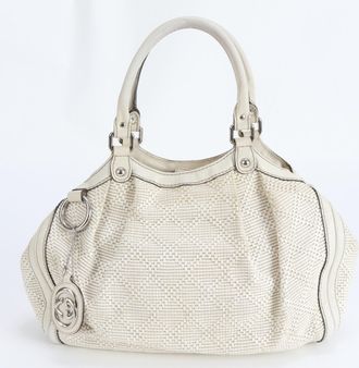 Gucci Off-White Leather Handbag Tote Bag (Pre-Owned)