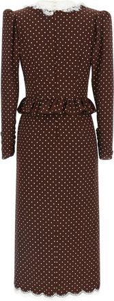 Alessandra Rich Womens Brown Silk Midi Dress