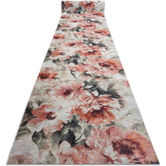 RugsX Runner anti-slip LOTUS BOUQUET 52900 Flowers beige / pink WASHABLE 120cm beige 120x1000 cm