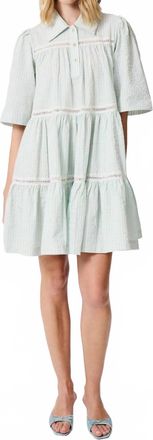 Manoush Seersucker Mini Dress In Sky