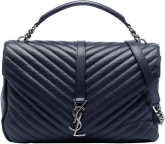 Saint Laurent Pre-owned Saint Laurent Large Chevron Sheepskin Monogram College Satchel Ladies TCT392738 0116