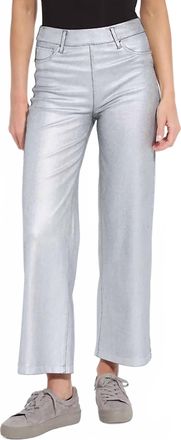 Lyss&eacute; Metallic Coated Wide Leg Coated Jean In Silver