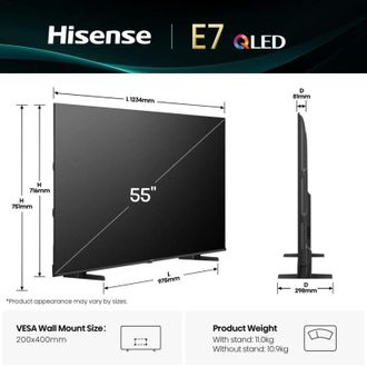 Hisense Smart TV QLED 55 pollici 4K 55E7Q