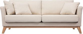 Miliboo Miliboo - Sofá nórdico 3 plazas desenfundable beige y patas madera oslo
