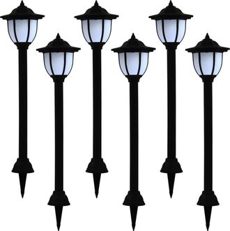 vidaXL L&aacute;mparas Solares De Exterior Negras Led 6 Uds Vidaxl