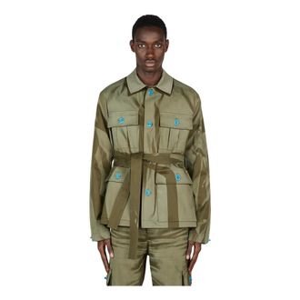 Botter Belted Coats, male, Green, Size: M Laser Print Jacket