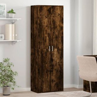 vidaXL Vidaxl - Aparador Alto Madera De Ingenier&iacute;a Roble Ahumado 60x35x180 Cm