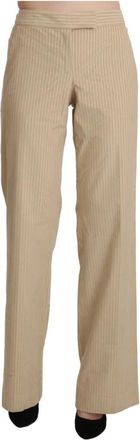 Ermanno Scervino High Waist Flared Wide Leg Broek - Dames - Wijde Broeken - Beige - M - Katoen - Broeken
