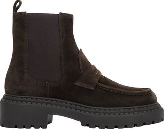 Estro & Luminara Premium Velour Chelsea Laarzen met Chunky Zool - Dames - Schoenen - Bruin - Maat: 40 EU Su&egrave;de