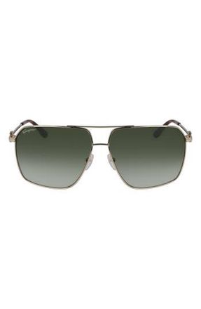 Ferragamo 62mm Oversize Gradient Navigator Sunglasses in Shiny Yellow Gold/Green at Nordstrom Rack