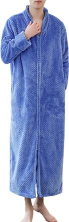 Generic Full Length Dressing Gown-Unisex, Zip Up Dressing Gown With Stand Collar Plain Towel Robe, Cosy Warm Sleepwear Changing Robe Terry Towelling Bathrobe 