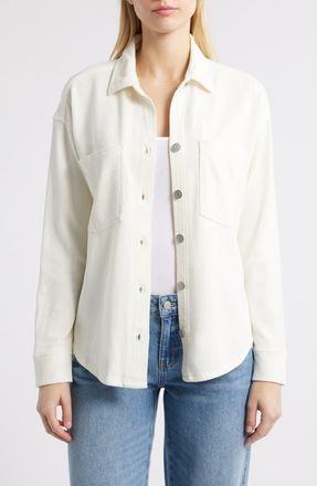 Beach Lunch Lounge Tiera Cotton French Terry Button-Up Shirt in Vanilla Cream at Nordstrom, Size Large