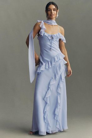 BHLDN Lottie Ruffled Chiffon Gown