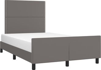 vidaXL Vidaxl - Estructura De Cama Sin Colch&oacute;n Cuero Sint&eacute;tico Gris 120x200 Cm