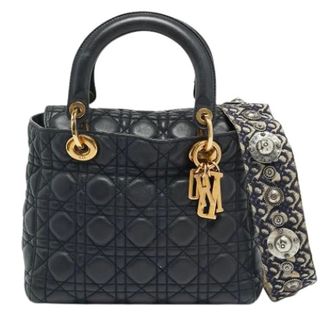Dior Pre-owned Lady Tote - Dames - Pre-owned - Blauw - Maat: ONE Size Leer