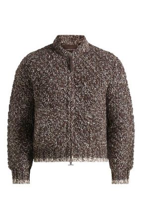 Mani&egrave;re De Voir Darel Speckled Knit Bomber Jacket in Brown at Nordstrom, Size X-Large