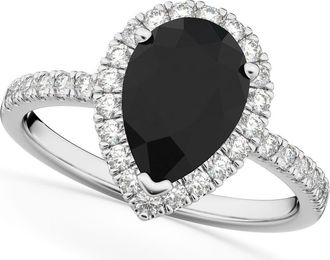 Allurez Pear Black Diamond & Diamond Engagement Ring 14K in 2.51Ct/white Gold at Nordstrom, Size 6.5
