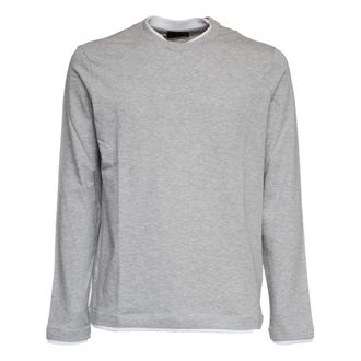 Dondup Long Sleeve Tops, male, Gray, Size: L Regular-fit crew-neck T-shirt