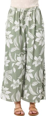O'Neill Rosalie Floral Wide Leg Ankle Pants in Sea Spray at Nordstrom, Size Xx-Large