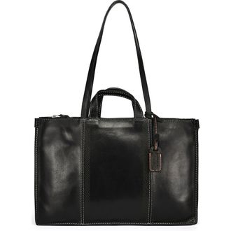 OLD TREND Freesia Genuine Leather Structured Carryall Tote in Black at Nordstrom