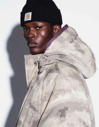 Asos Peakmax piumino con cappuccio mimetico verde chiaro