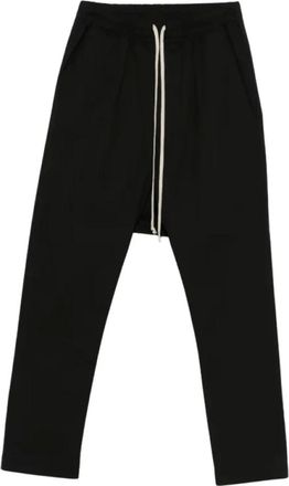 Rick Owens Broeken, Heren, Zwart, S, Katoen, Lange broek met trekkoord