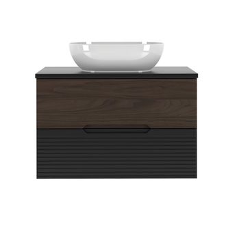 Petits Meubles Mueble lavabo estratificado Negro marr&oacute;n