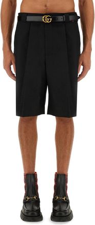 Gucci Wool-Blend Twill Bermudas - Black