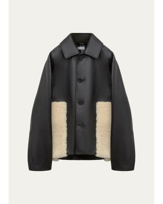 Loewe Leather & Lamb Shearling Single-Breasted Jacket