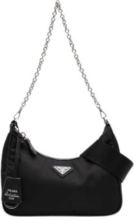 Prada Pre-owned Nylon prada-bags - Dames - Vintage Schoudertas - Zwart - ONE Size - Nylon - Vintage