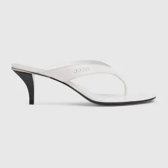 Gucci Womens Vittoria Thong, White, Leather
