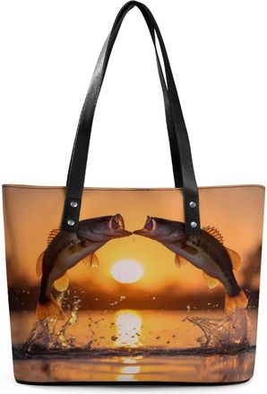 Generic Bass Fish Fishing Tote Bags for Women Cute Shoulder Purses Handbags