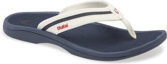 Olukai Ohana Plua Water Resistant Flip Flop in White Sand/Americana at Nordstrom, Size 10