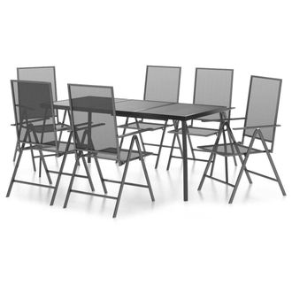 Berkfield Home 7 Piece Garden Dining Set Anthracite Steel in Dark Grey