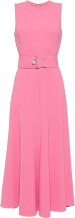 Elie Saab belted silk cady midi dress - women - Silk/Viscose/Acetate/Silk - 42 - Pink