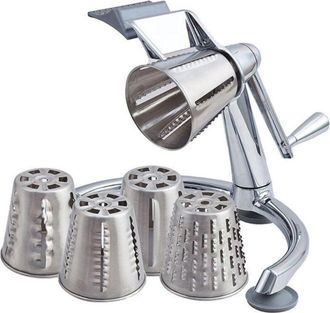 OEM Cortador De Verduras Giratorio 5 En 1 De Acero Inoxidable Con Manivela Reforzada Para Cortar Y Picar F&aacute;cilmente, Cortador De Cocina Multifunci&oacute;n