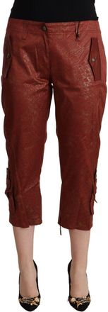 Just Cavalli Lurex Mid Waist Cotton Cropped Capri Womens Pants