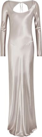 ANNA OCTOBER Margit Open-back Satin Gown - Silver - S (UK8-10 / S)