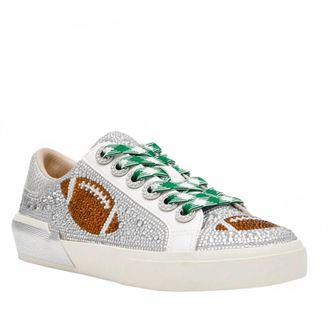 Betsey Johnson Womens Archy Lace-Up Sneaker In Silver Football