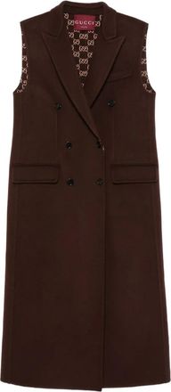 Gucci Mouwloze jas met dubbele rij knopen - Bruin