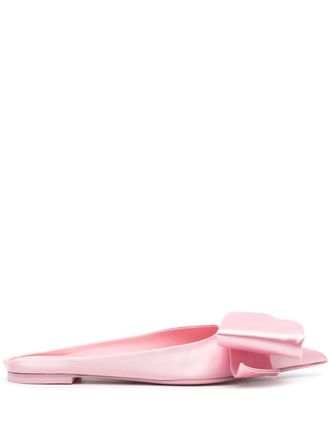 Ferragamo asymmetric-bow satin mules - women - Calf Leather/Calf Leather/Viscose - 9C - Pink