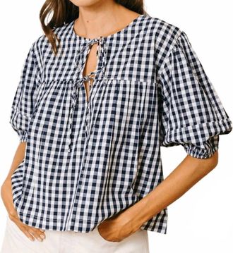 Sunshine Tienda Gingham Mira Top In Navy