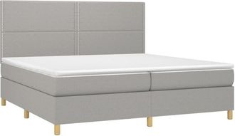 vidaXL Vidaxl - Cama Box Spring Con Colch&oacute;n Tela Y Led Gris Claro 200x200 Cm