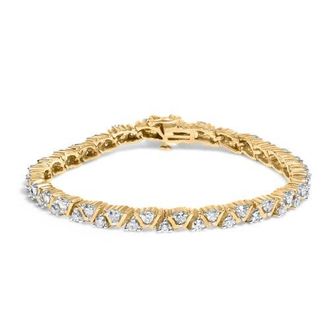 House of Brilliance 14K Yellow Gold 4.00 Cttw Diamond Triangle Link Tennis Bracelet at Nordstrom