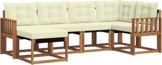 vidaXL Conjunto De Sof&aacute;s De Exterior 6 Uds. Natural Y Crema Vidaxl