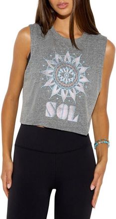 Spiritual Gangster Sol Spirit Crop Tank in Heather Grey at Nordstrom, Size X-Large