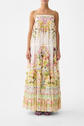 Camilla Long Tiered Dress With Bow Ties in The Call Of Catalonia at Nordstrom, Size X-Small